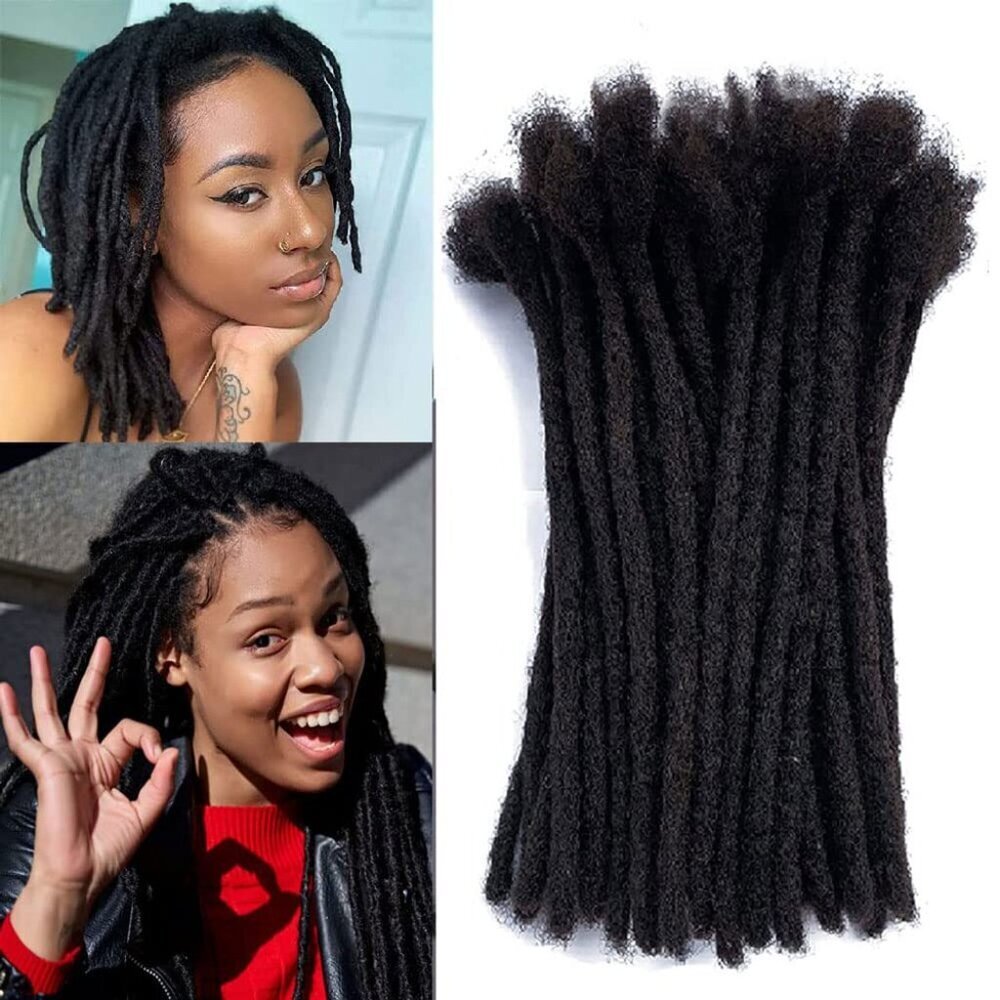 Human Hair Dreadlock Extensions Handmade Full Head for Men Women Curled Dyed
